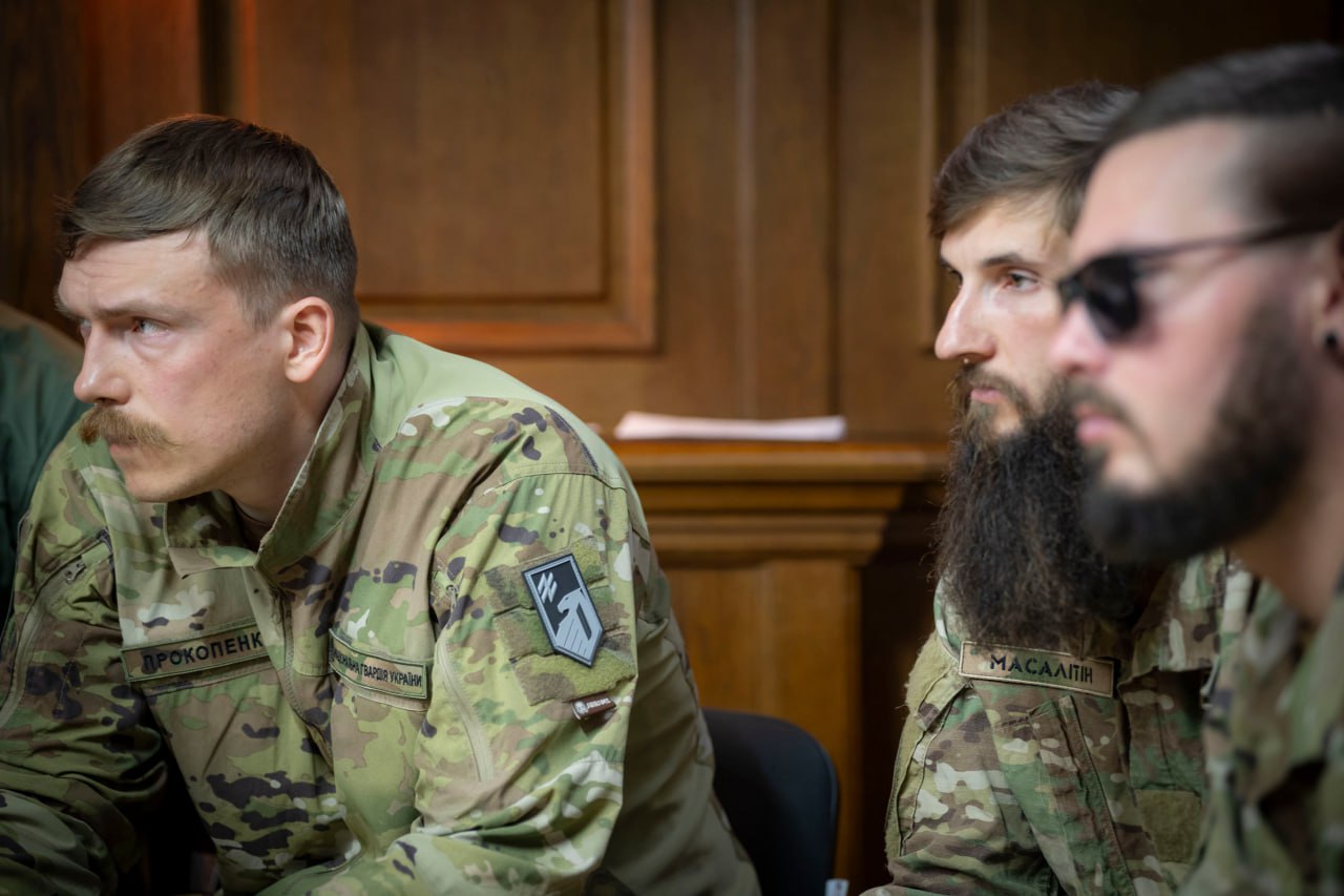 Azov fighters at the meeting on POW exchanges
